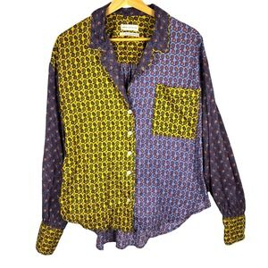 Urban Outfitters Women LongSleeve Button Down Shirt Sz S-P Boho Festival Hippie